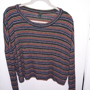 Striped long croped shirt